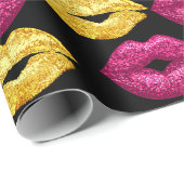 Sexy roze en gouden lip patroon cadeaupapier (Rol Hoek)
