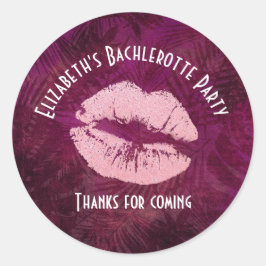 Sexy roze glitter lippen glamoureus feest dank u ronde sticker