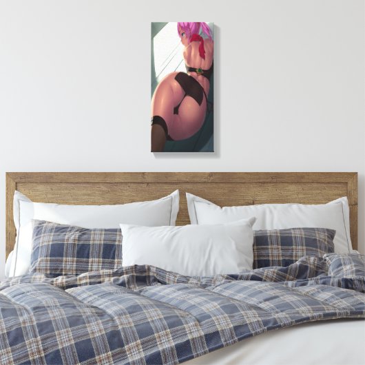 Sexy roze harig hentai meisje canvas print (Insitu (Slaapkamer))