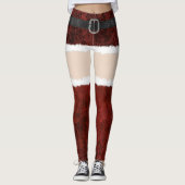 Sexy Santa dij hoge bont boot rok | Bleke huid Leggings (Voorkant)