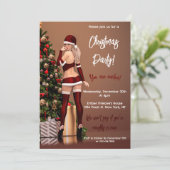 Sexy Santa Girl in de buurt van de kerstboom Kaart (Staand voorkant)