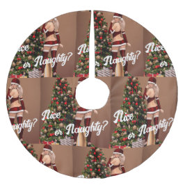 Sexy Santa Girl in de buurt van de kerstboom Kerstboom Rok