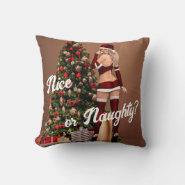 Sexy Santa Girl in de buurt van de kerstboom Kussen