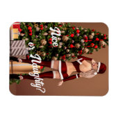 Sexy Santa Girl in de buurt van de kerstboom Magneet (Horizontaal)