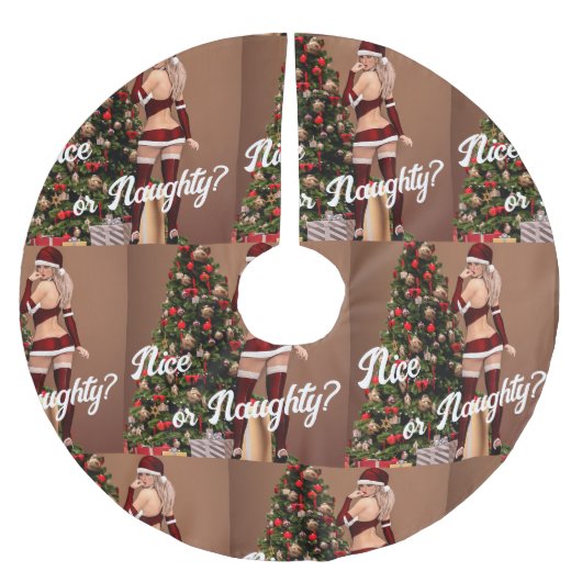 Sexy Santa Girl in de buurt van de kerstboom Rok (Voorkant)