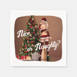 Sexy Santa Girl in de buurt van de kerstboom Servet