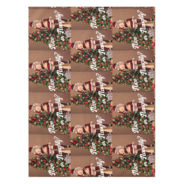 Sexy Santa Girl in de buurt van de kerstboom Tafelkleed