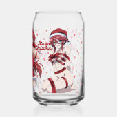 Sexy Santa Marry Cristmas Pink Heart Anime Diva Blikvorm Glas (Achterkant)
