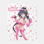 Sexy Santa Marry Cristmas Pink Heart Anime Diva Fleece Deken (Voorkant)
