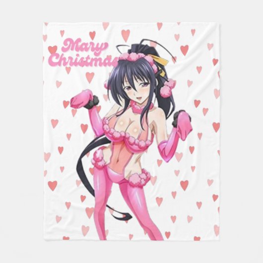 Sexy Santa Marry Cristmas Pink Heart Anime Diva Fleece Deken (Voorkant)