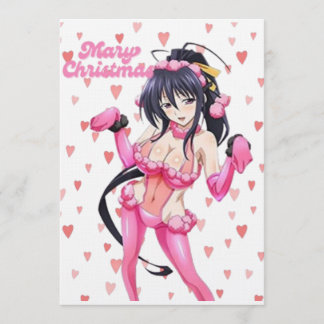 Sexy Santa Marry Cristmas Pink Heart Anime Diva Kaart