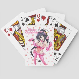 Sexy Santa Marry Cristmas Pink Heart Anime Diva Pokerkaarten