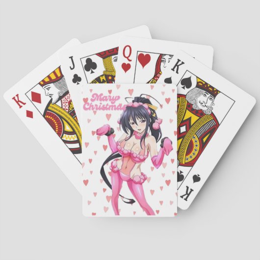 Sexy Santa Marry Cristmas Pink Heart Anime Diva Pokerkaarten (Achterkant)