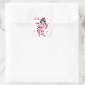Sexy Santa Marry Cristmas Pink Heart Anime Diva Vierkante Sticker (Tas)