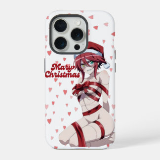 Sexy Santa Marry Cristmas Wrapped Anime Girl iPhone 15 Pro Case