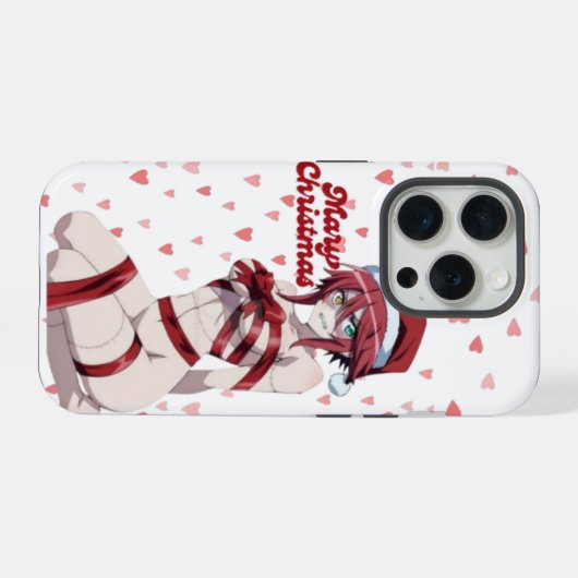 Sexy Santa Marry Cristmas Wrapped Anime Girl iPhone Hoesje (Achterkant horizontaal)