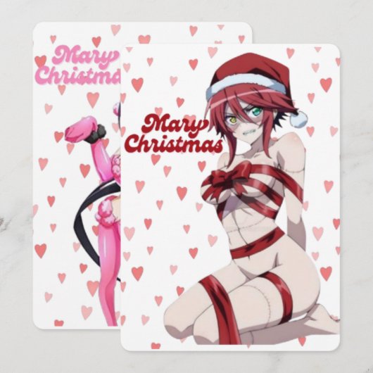 Sexy Santa Marry Cristmas Wrapped Anime Girl Kaart (Voorkant / Achterkant)