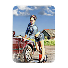 Sexy Siren Retro Lady Washing Car Magnet Magneet