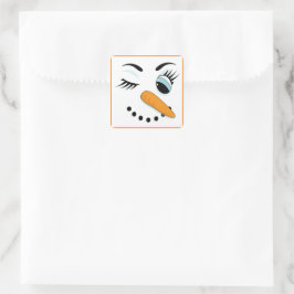 Sexy Snowman Cute Winking Snow Woman Vierkante Sticker