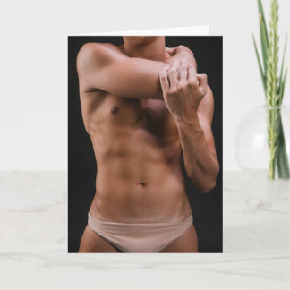 Sexy Stretching Hot Guy Greetings Card Kaart
