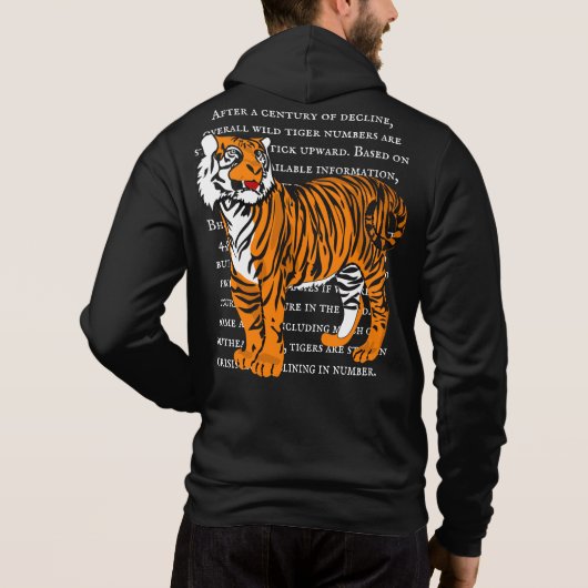 Sexy tijger coole vormgeving witte tekst zwart man hoodie (Achterkant)
