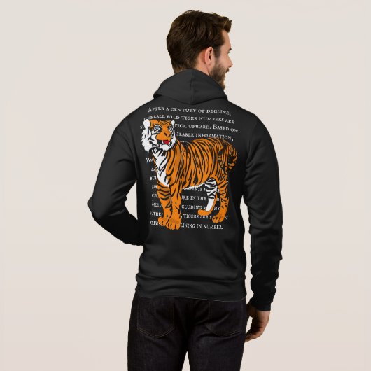 Sexy tijger coole vormgeving witte tekst zwart man hoodie (Achterkant volledig)
