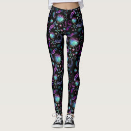 Sexy Tropische Iridescent Palm Fronds en Tendrils Leggings