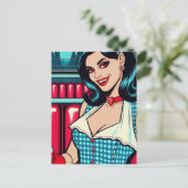 Sexy vampier in het retro diner briefkaart (Staand voorkant)