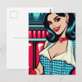 Sexy vampier in het retro diner briefkaart (Voorkant / Achterkant)