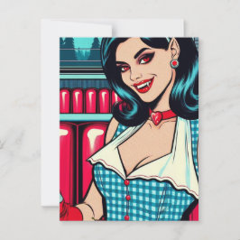 Sexy vampier in het retro diner briefkaart