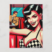 Sexy vampier in het retro diner briefkaart (Voorkant)