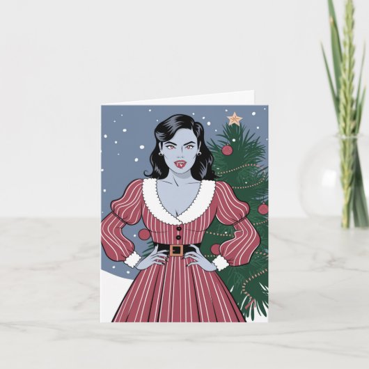 Sexy Vampire Lady Christmas Kaart (Voorkant)