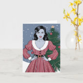 Sexy Vampire Lady Christmas Kaart (Gele Bloem)