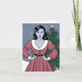 Sexy Vampire Lady Christmas Kaart