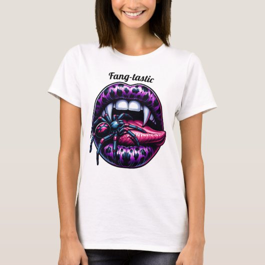 Sexy Vampire Mond Terug Vleugels T-shirt (Voorkant)