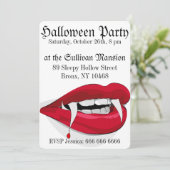 Sexy Vampire Red Lips Halloween Party Invitation Kaart (Staand voorkant)