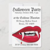 Sexy Vampire Red Lips Halloween Party Invitation Kaart (Voorkant)