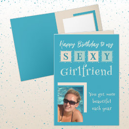 Sexy vriendin toevoegen foto turquoise zandverjaar kaart