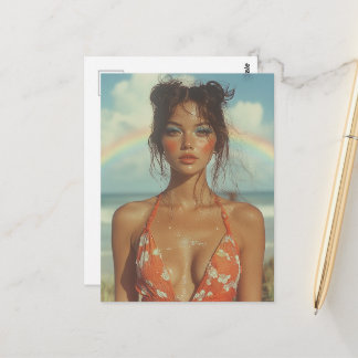 Sexy vrouw met regenboog briefkaart