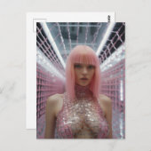 Sexy vrouw met roze haar briefkaart (Voorkant / Achterkant)