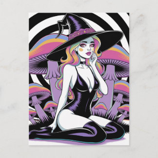Sexy Witch and Mushrooms Briefkaart
