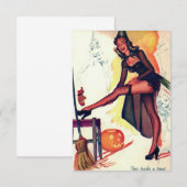 Sexy Witch Halloween-reactiekaart RSVP Kaartje (Voorkant / Achterkant)