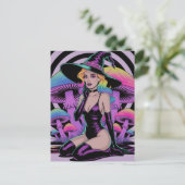 Sexy Witch with Colorful Hair and Mushrooms Briefkaart (Staand voorkant)