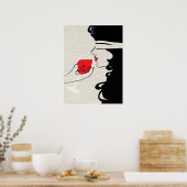 Sexy Woman Blindfolded Wine Tasting Poster (Keuken)