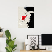Sexy Woman Blindfolded Wine Tasting Poster (Thuiskantoor)