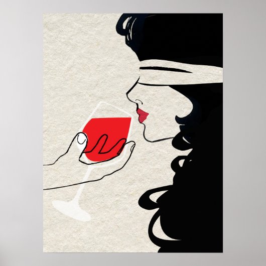 Sexy Woman Blindfolded Wine Tasting Poster (Voorkant)