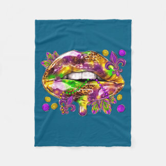 Sexy Women Lips Mardi Gras Carnival Fat Fleece Deken