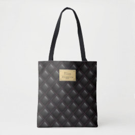 Sexy zwart leder gewatteerde geometrische patroonn tote bag