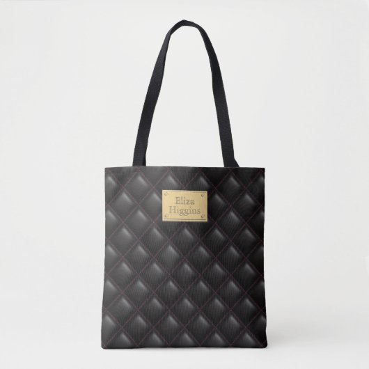 Sexy zwart leder gewatteerde geometrische patroonn tote bag (Voorkant)