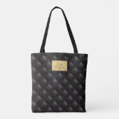 Sexy zwart leder gewatteerde geometrische patroonn tote bag (Achterkant)